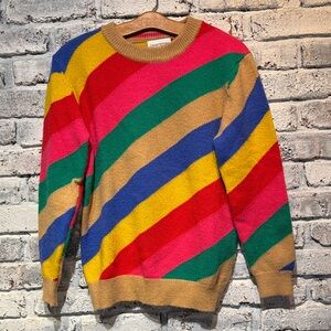 OXKNITSTORE Colorful Striped Crewneck Sweater